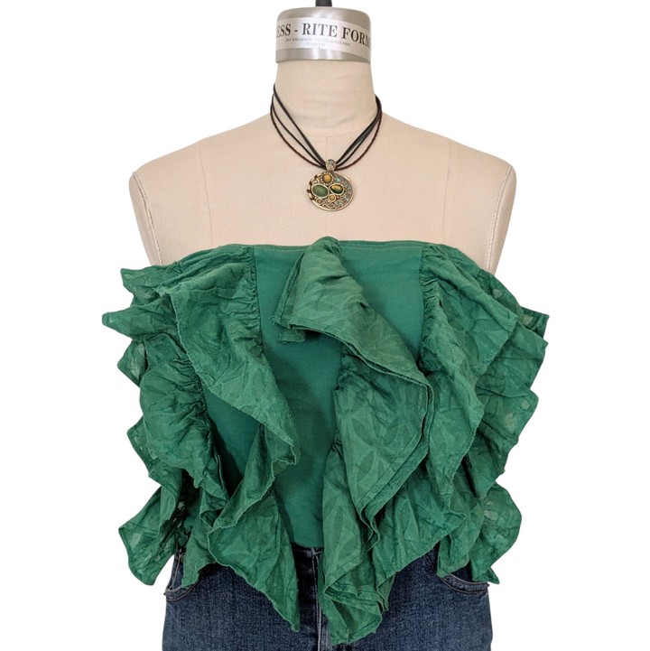 Anthropologie Ruffled Strapless Top Size Large