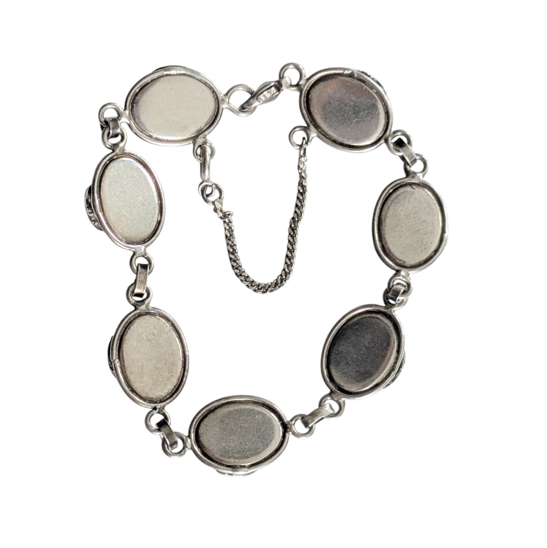 Silver Bracelet with Amber Beads