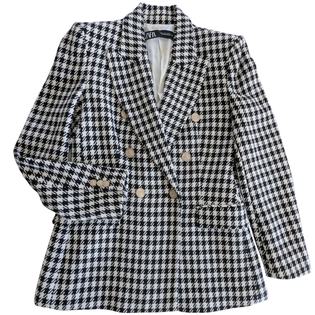 Zara Houndstooth Blazer Size Small
