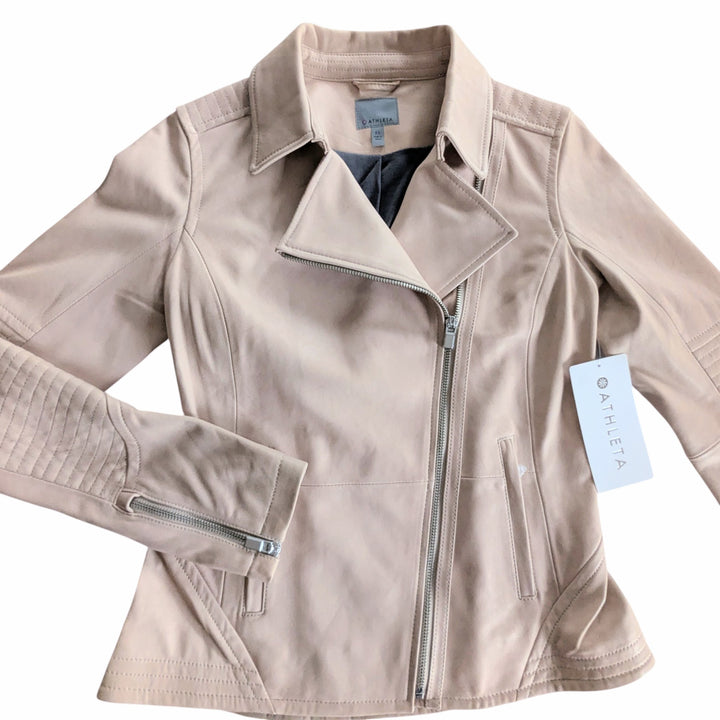 Athleta Salt Flat Leather Moto Jacket Size XS