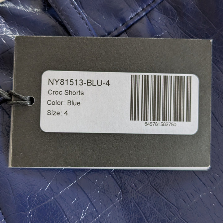 The Noli Shop Faux Croc Shorts Blue and Black Size 4