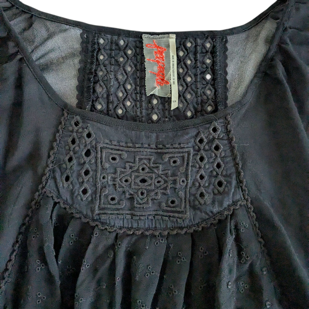 Free People Sheer Black Top Size Small