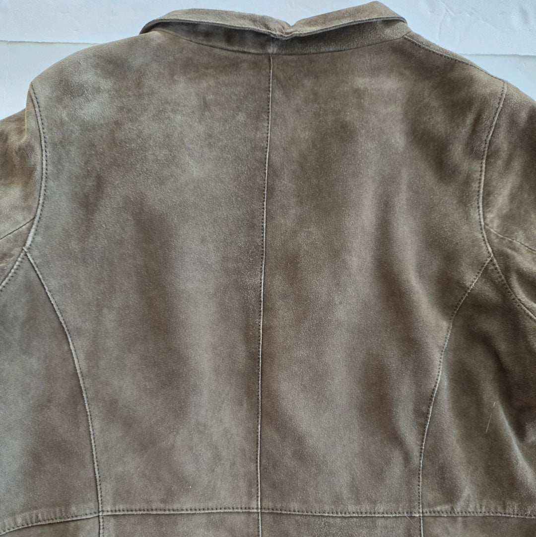 Eileen Fisher Green Suede Jacket Size LP