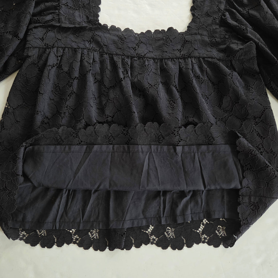 Loeffler Randall Black Lace Top Size Medium