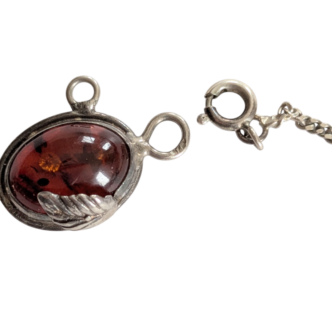 Silver Bracelet with Amber Beads