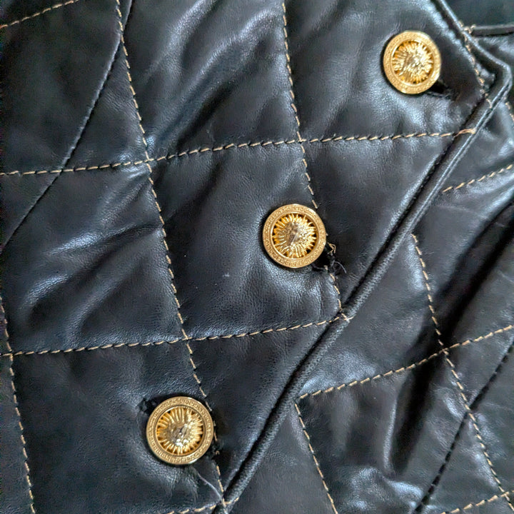Cache Brown Quilted Leather Vest Size Small