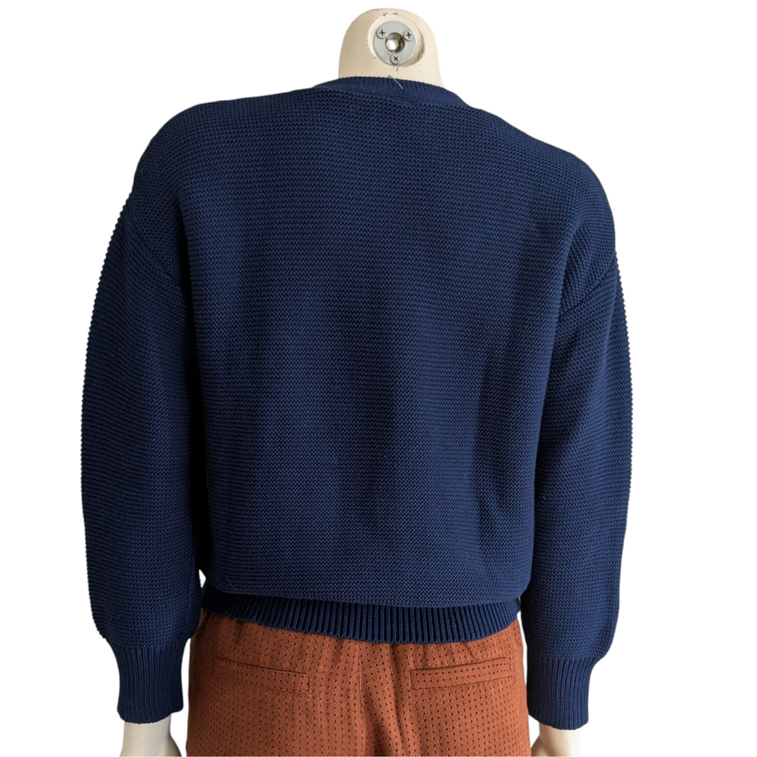 Upcycled Knit Cardigan with Bow Accent Size Small