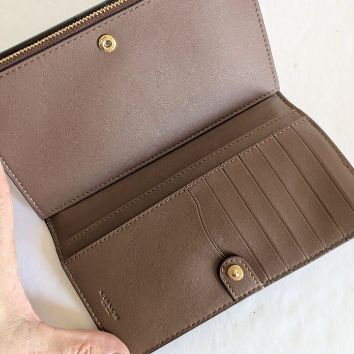 Coach Slim Signature Logo Zippered Wallet