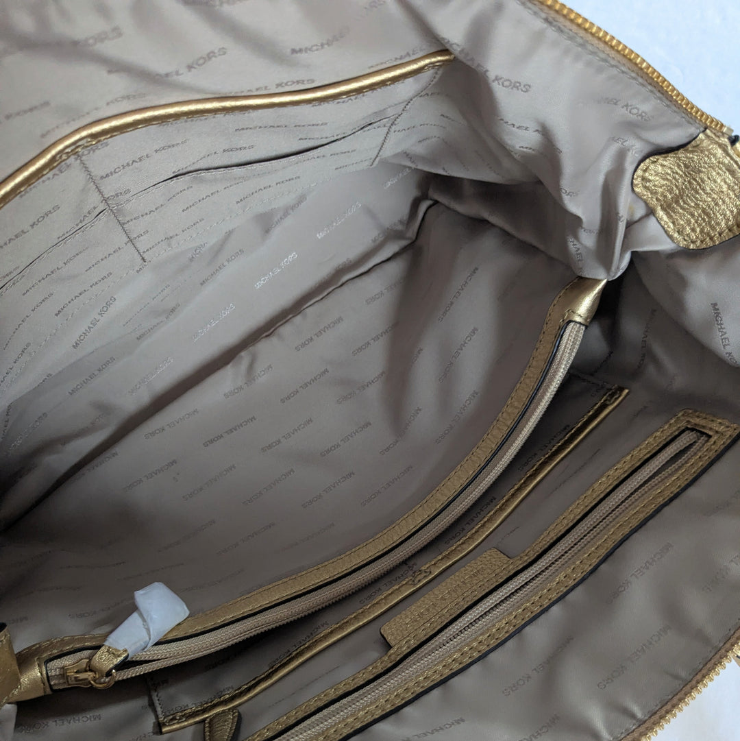Michael Kors Riley Gold Leather Satchel