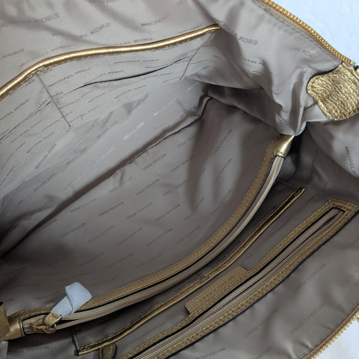 Michael Kors Riley Gold Leather Satchel