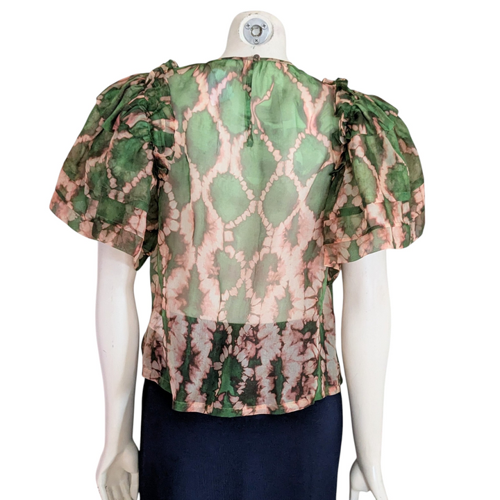 Ulla Johnson Annemarie Serpentine Print Sheer Blouse Size 6