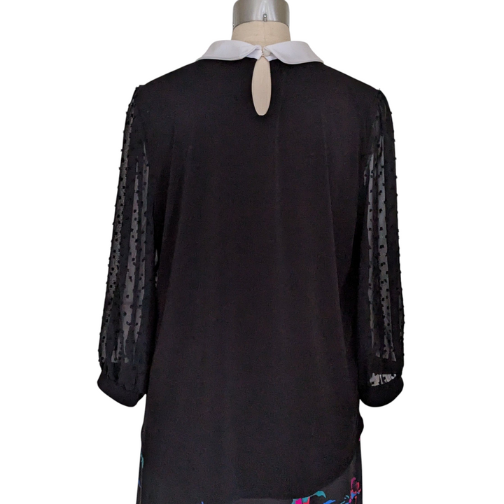 Adrianna Papell Black Knit Blouse Size XL