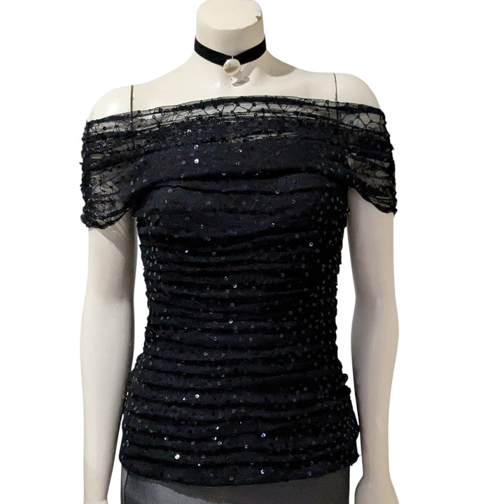 Tadashi Shoji Off The Shoulder Evening Top Size Small
