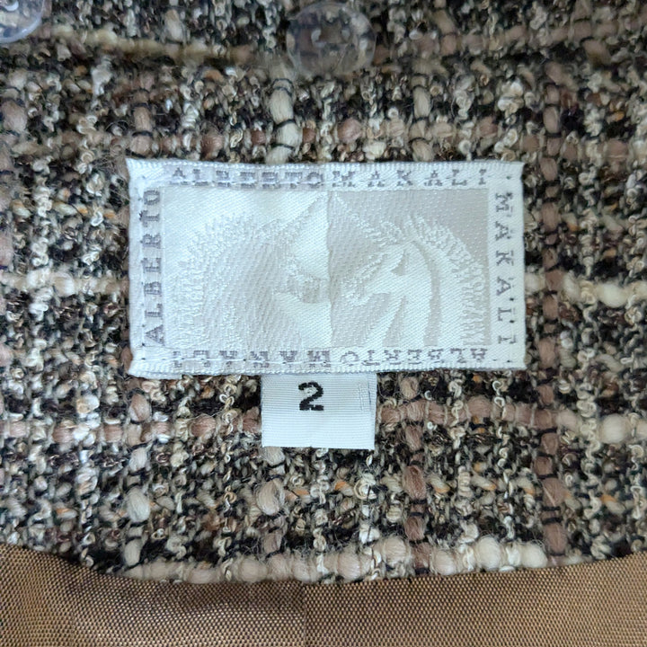 Alberto Makali Tweed Coat with Fur Trim Size 2