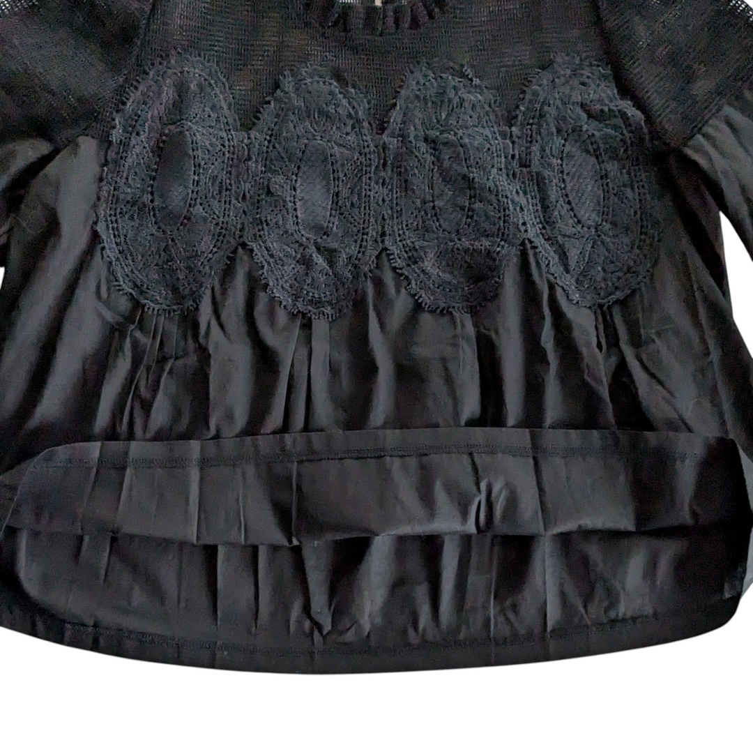 Black Cotton and Mesh Top Size Small