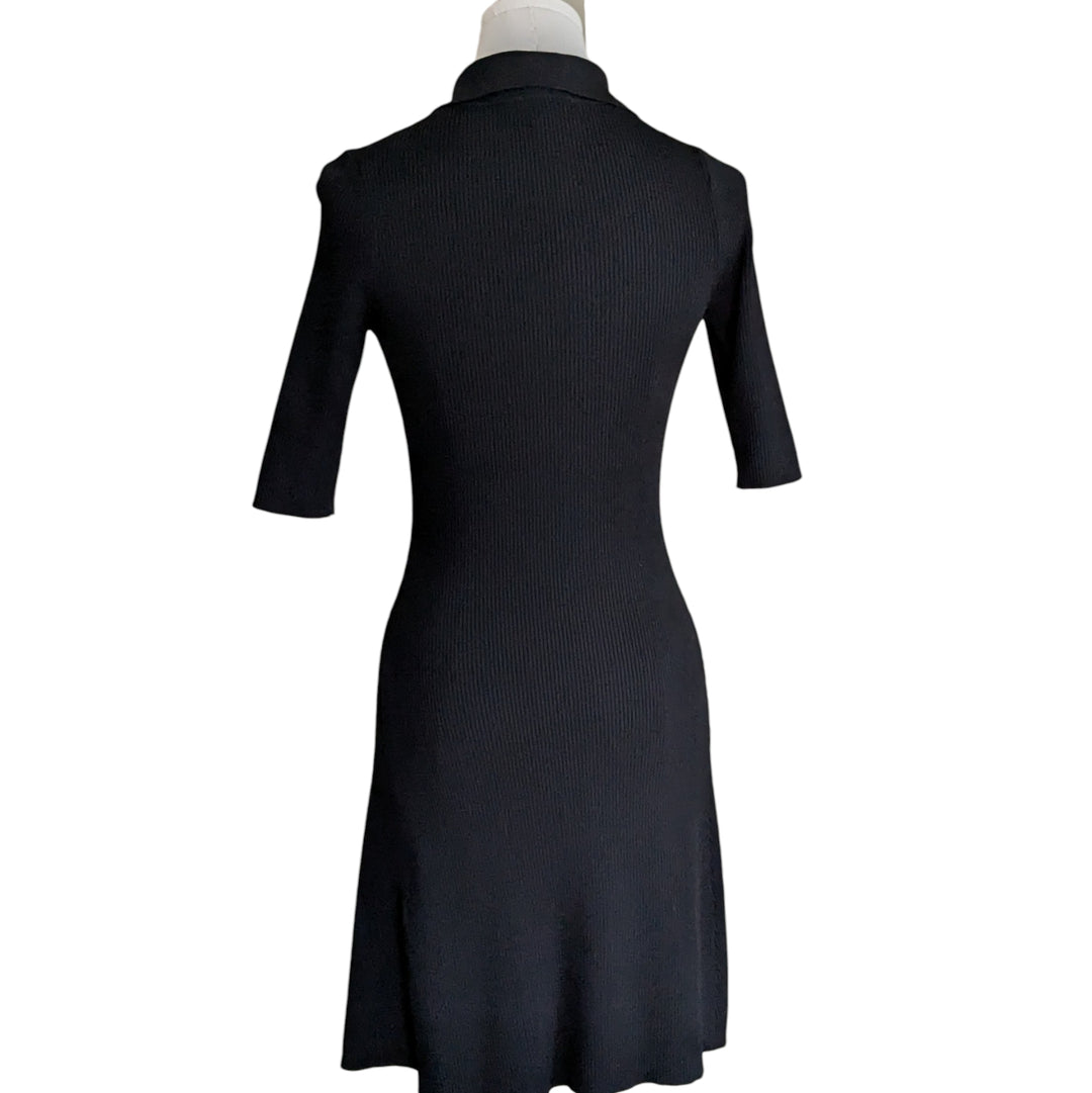 Maje Polo Collar Ribbed Knit Dress Size 36