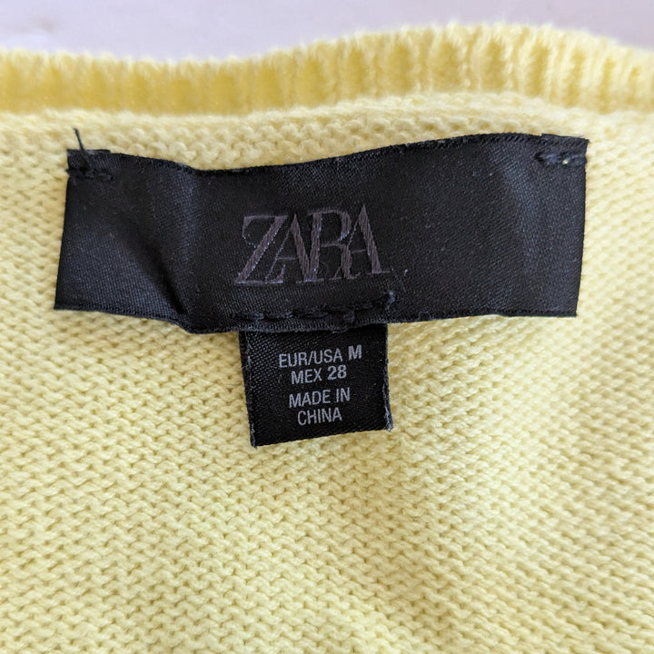 Zara Short Sleeve Yellow Cardigan Size Medium