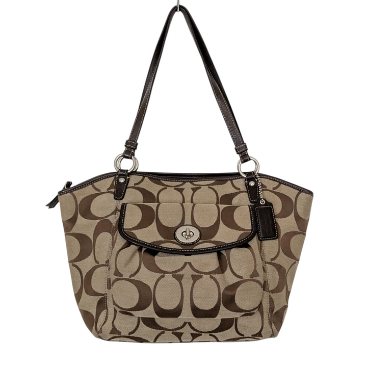 Coach Leah Signature Logo Canvas Tote