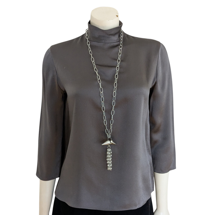 Vince Grey Silk Blouse Size XS