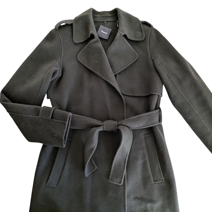 Theory Wool and Cashmere Wrap Coat Size Small