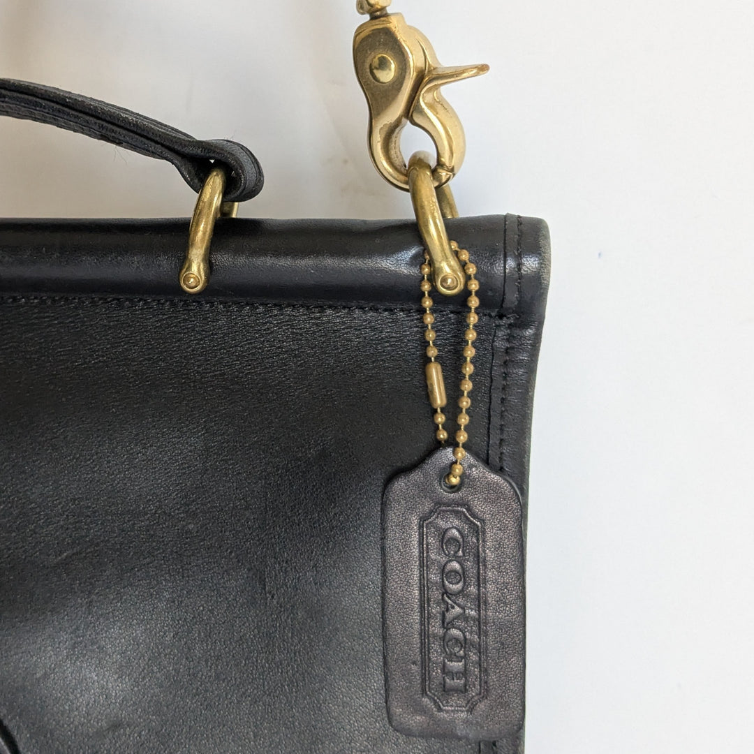 Coach Vintage Station Black Leather Convertible Satchel