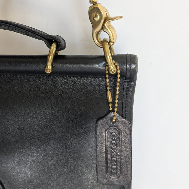 Coach Vintage Station Black Leather Convertible Satchel