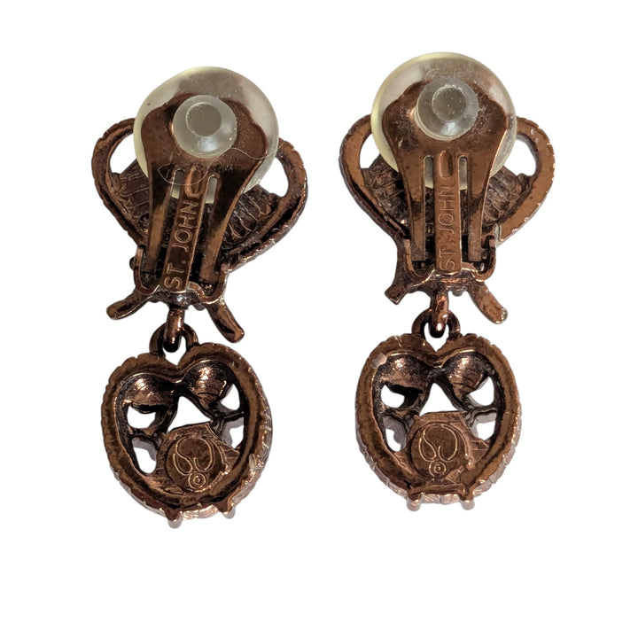 Beaded Copper Clip Earrings