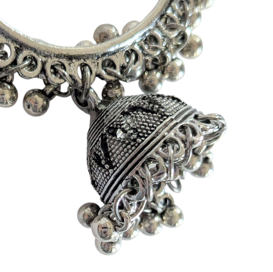 Silver Hoops with Bell Accent