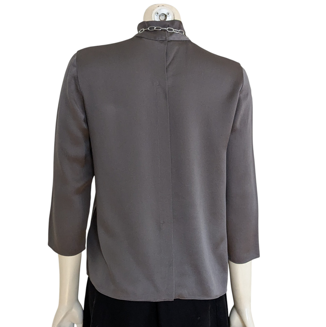Vince Grey Silk Blouse Size XS