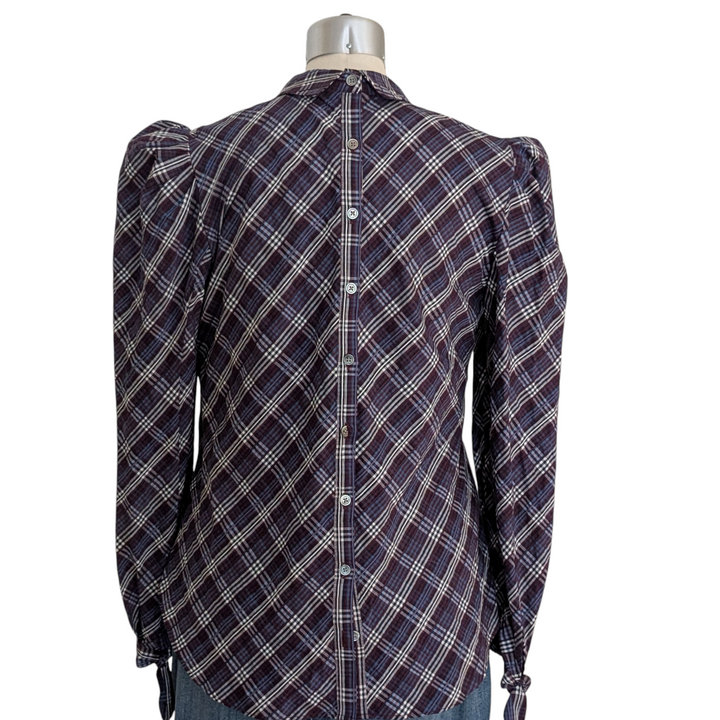 Veronica Beard Isabel Plaid Top Size Large