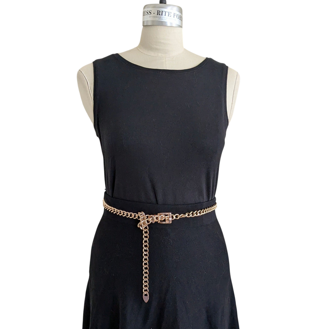 Rose Gold Tone Chain Belt One Size