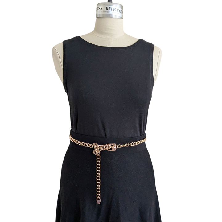 Rose Gold Tone Chain Belt One Size