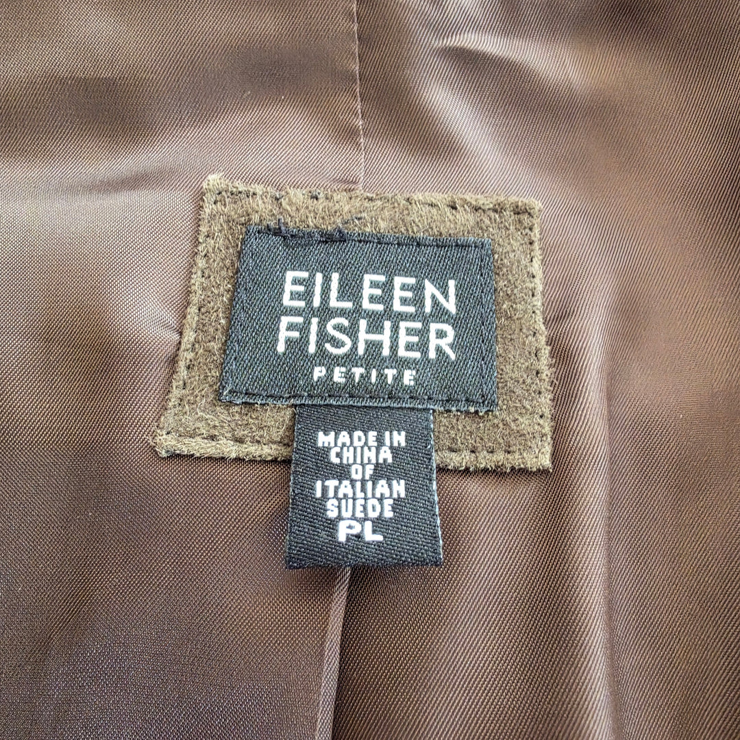 Eileen Fisher Green Suede Jacket Size LP