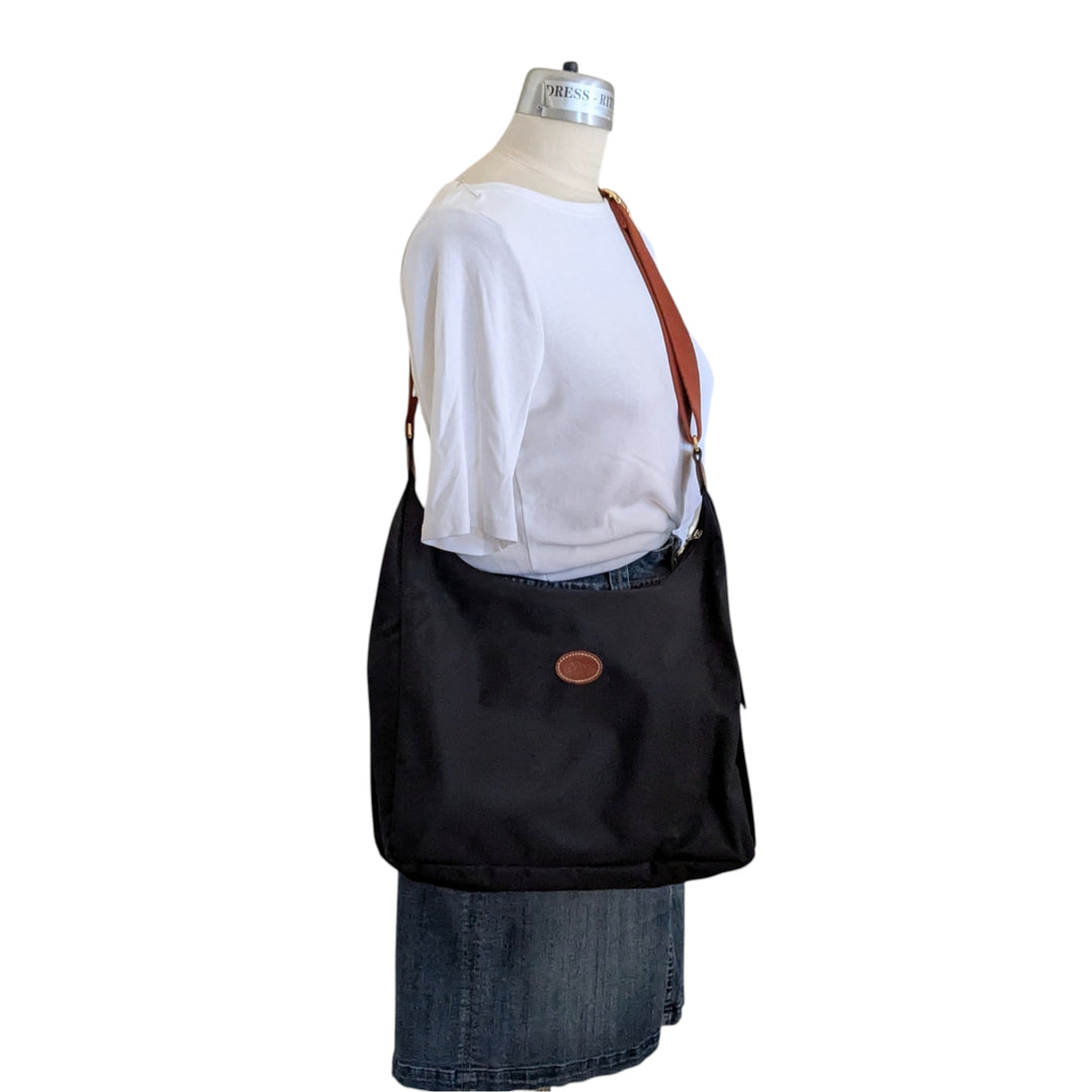 Longchamp Black Nylon Hobo Bag
