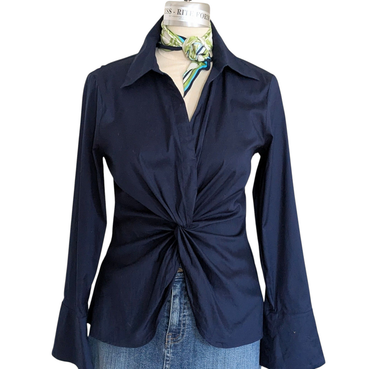 White House Black Market Navy Shirt Size 10