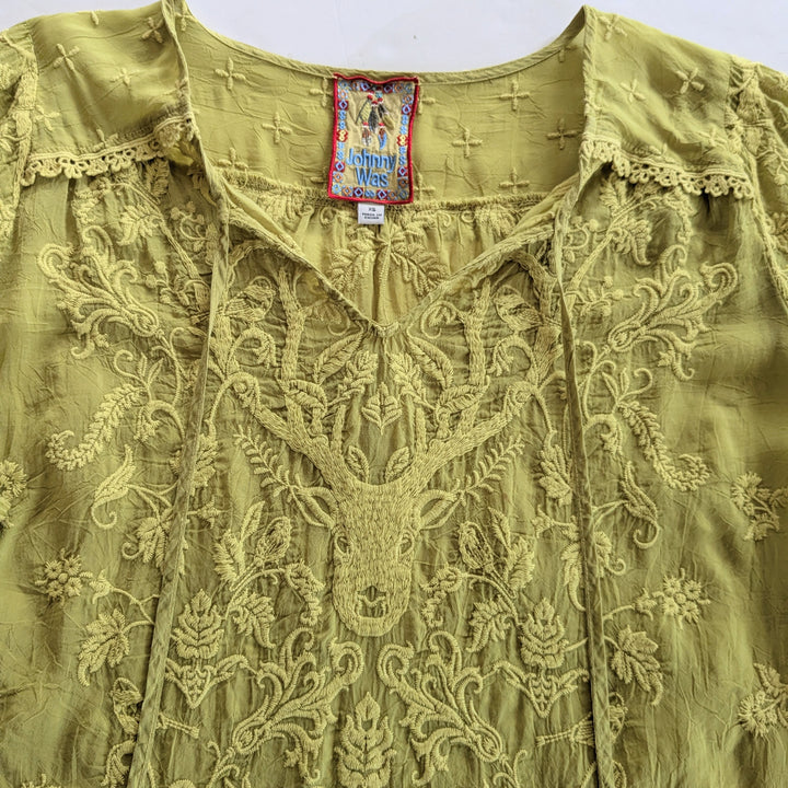 Johnny Was Chartreuse Green Top Size XS