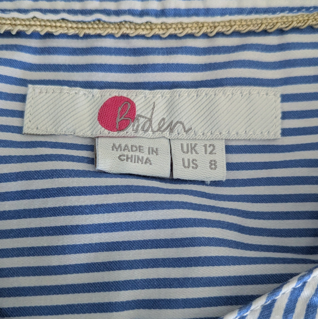 Boden Ticking Stripe Shirt Size 8