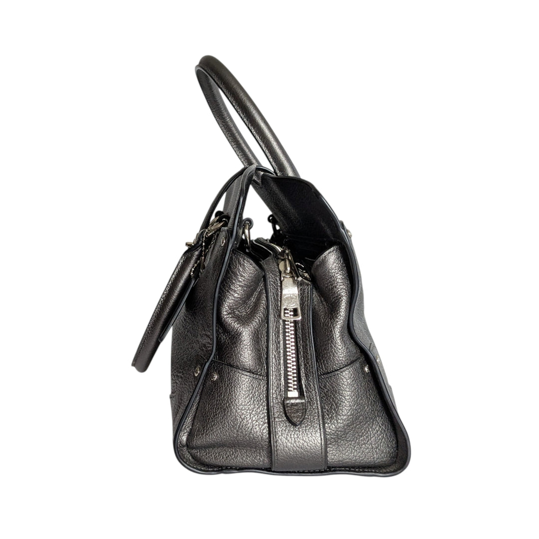 Coach Mercer Silver Leather Convertible Satchel 59987