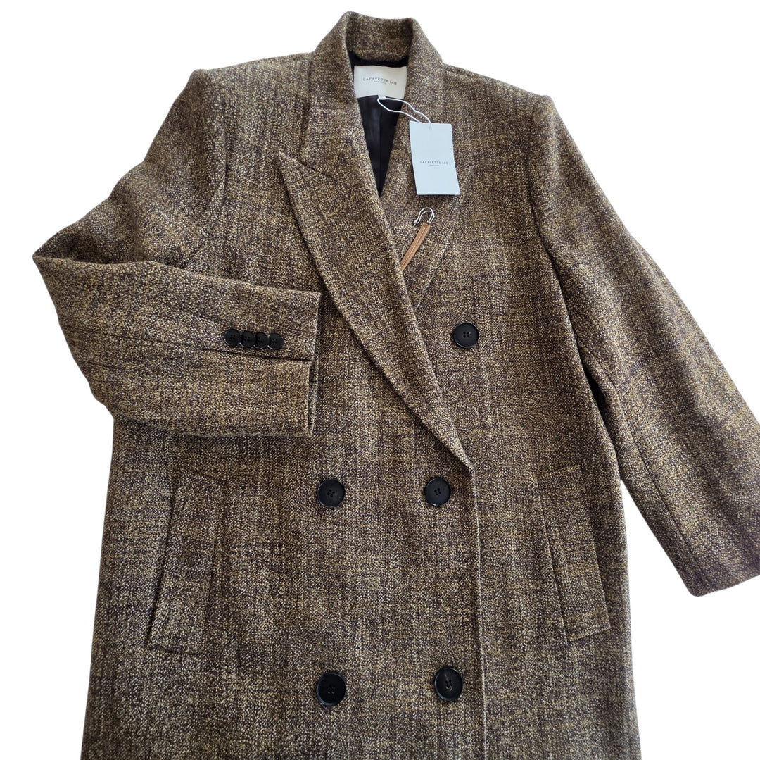 Lafayette 148 Long Tweed Coat Size Large NWT