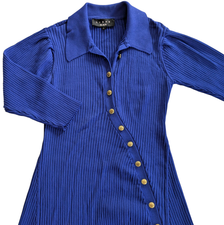 Lynne Black Ribbed Knit Dress Size Large