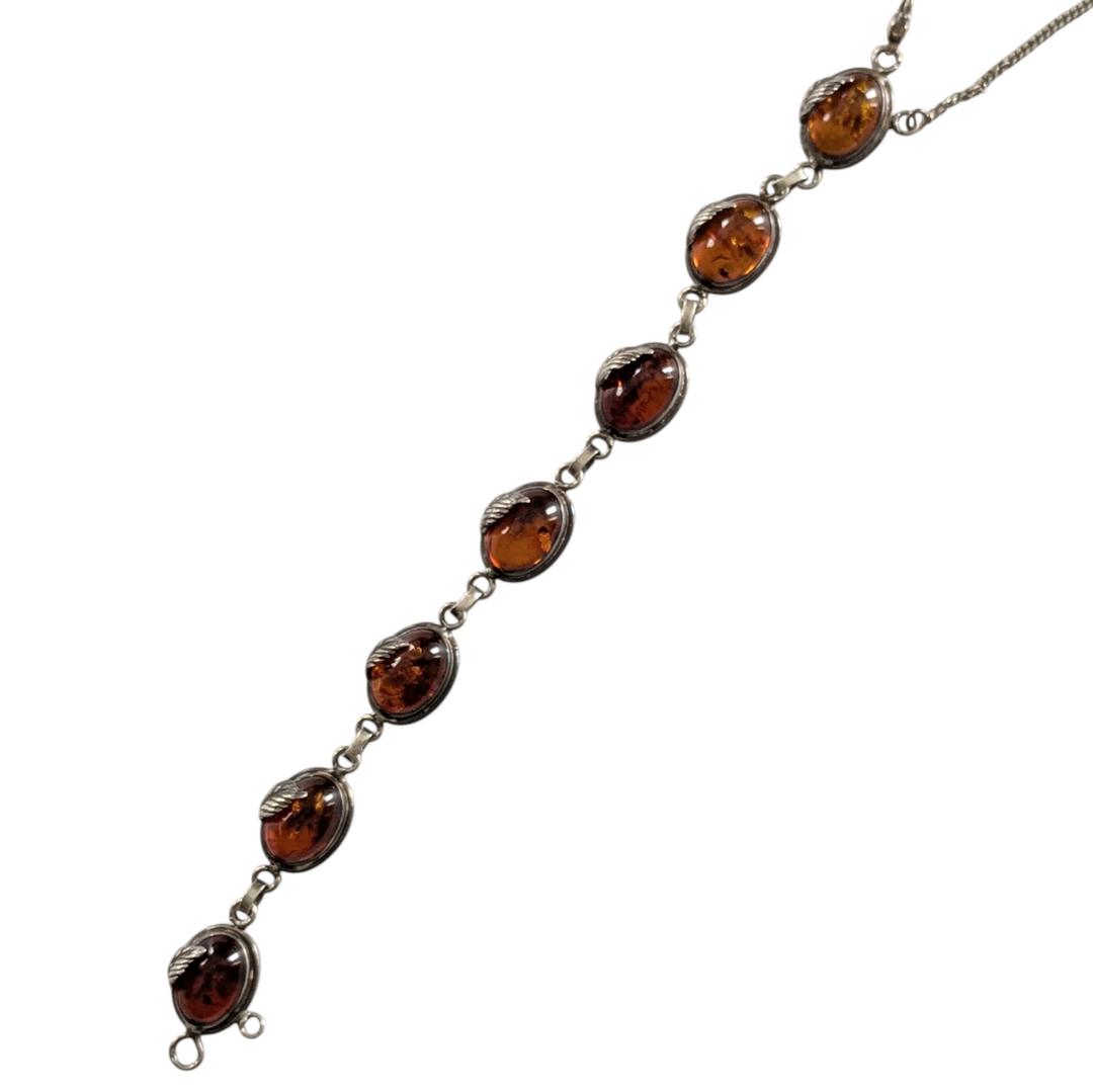 Silver Bracelet with Amber Beads