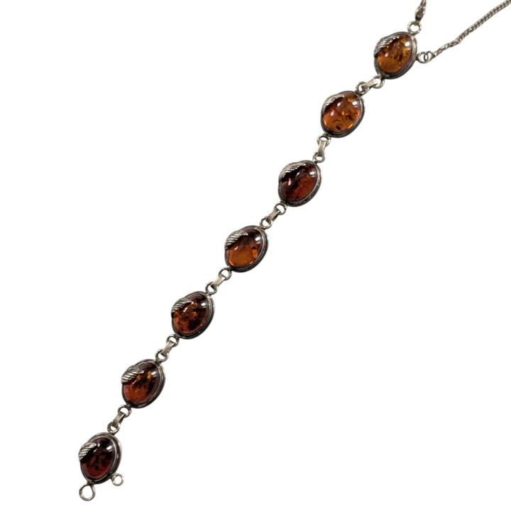 Silver Bracelet with Amber Beads