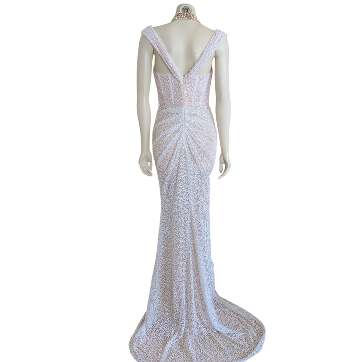 Miss Rosier Margot Beaded Wedding Gown Size Medium NWT