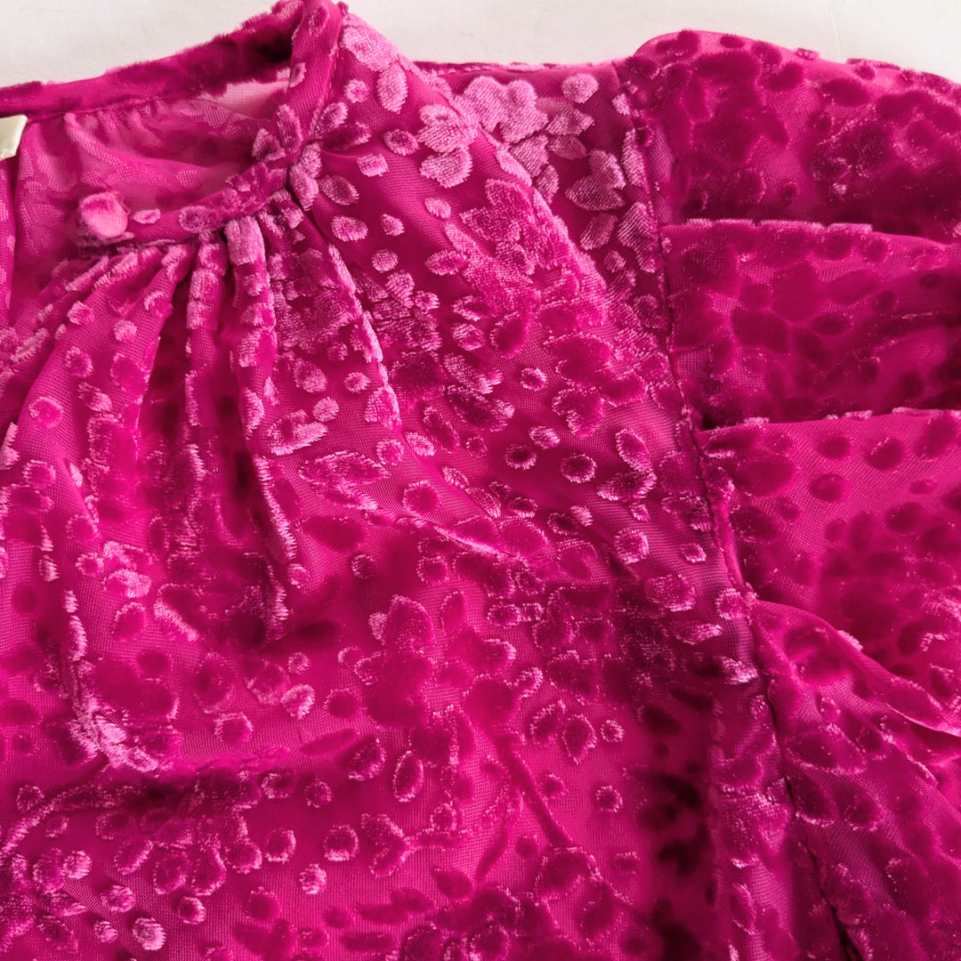 Shoshanna Hot Pink Flocked Top Size Small