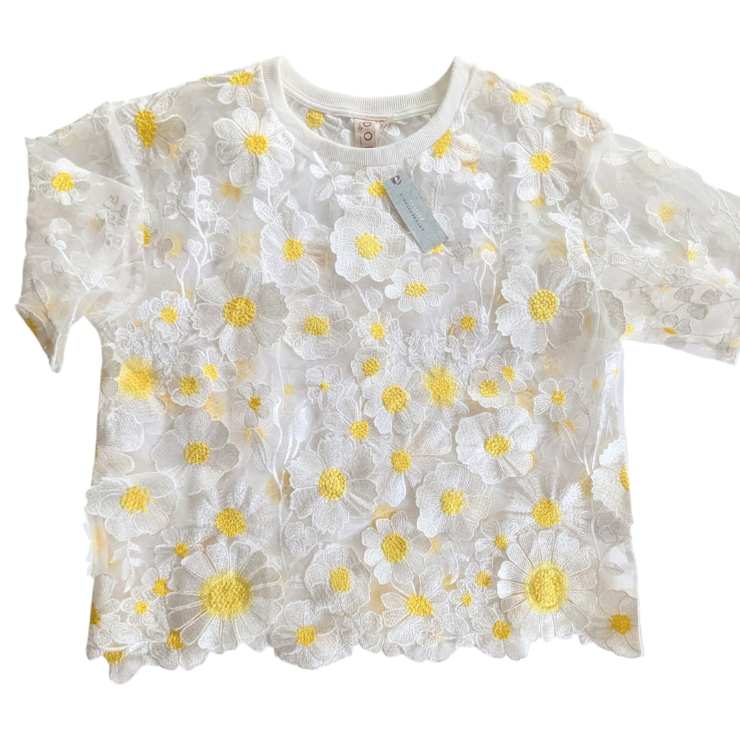 Anthropologie Dolan Sheer Daisy Top Size Medium Petite NWT