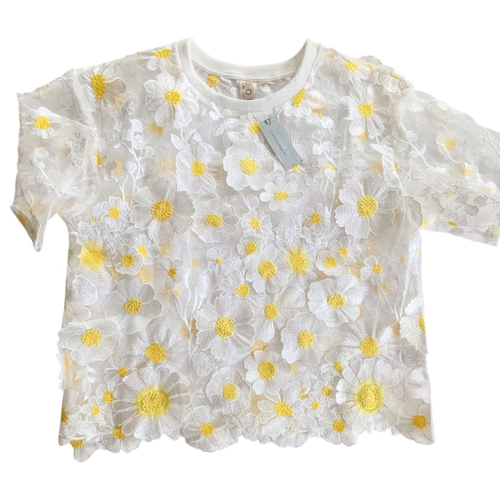 Anthropologie Dolan Sheer Daisy Top Size Medium Petite NWT