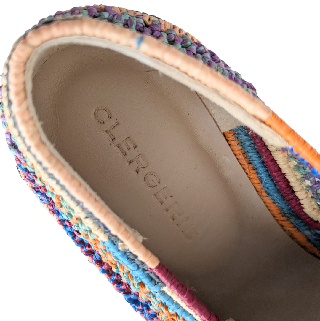 Robert Clergerie Lisa Raffia Wedge Oxfords Size 36