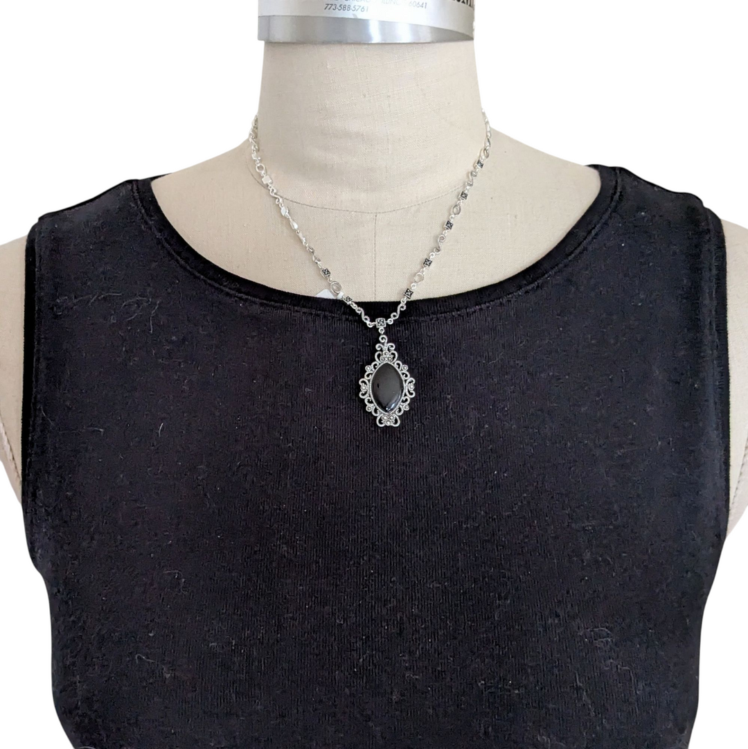 Sterling Silver and Black Onyx Pendant Necklace NWT