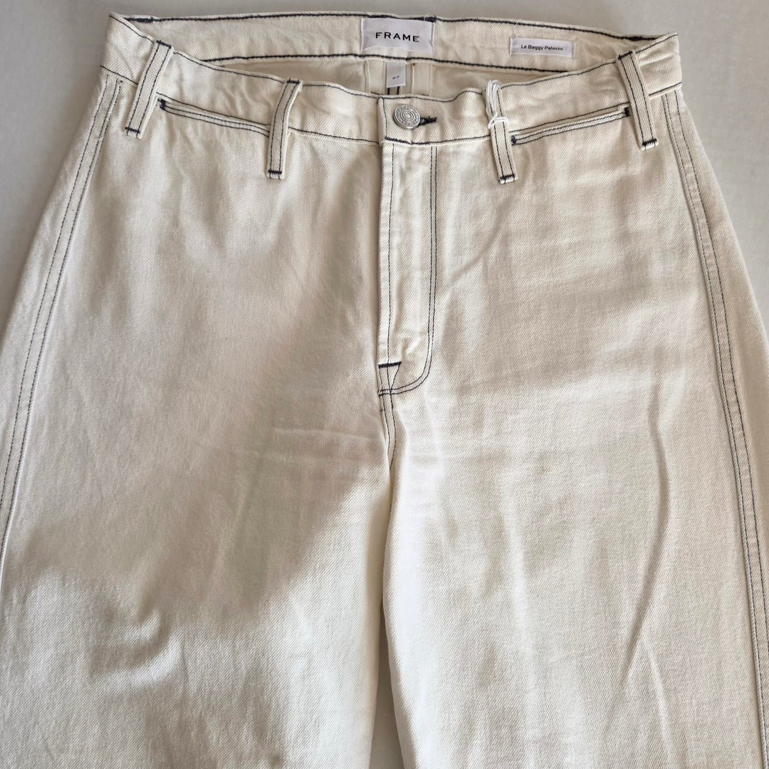 Frame White Le Baggy Palazzo Jeans Size 27