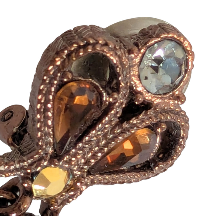 Beaded Copper Clip Earrings